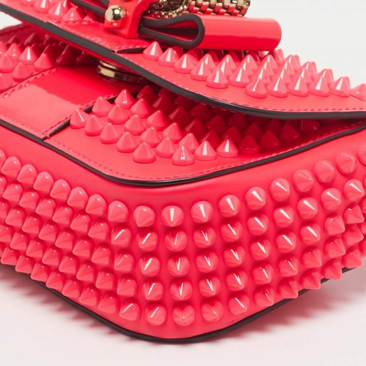 Pre Owned Christian Louboutin Neon Pink Leather Sweet Charity Crossbody Bag