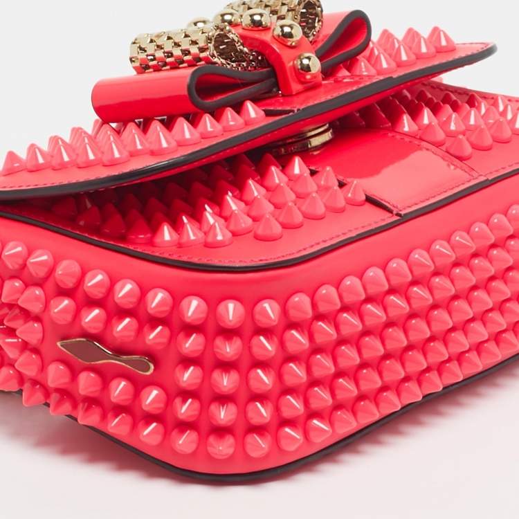 Pre Owned Christian Louboutin Neon Pink Leather Sweet Charity Crossbody Bag