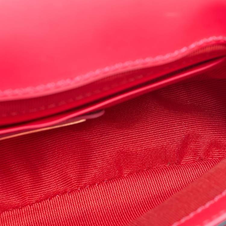 Pre Owned Christian Louboutin Neon Pink Leather Sweet Charity Crossbody Bag