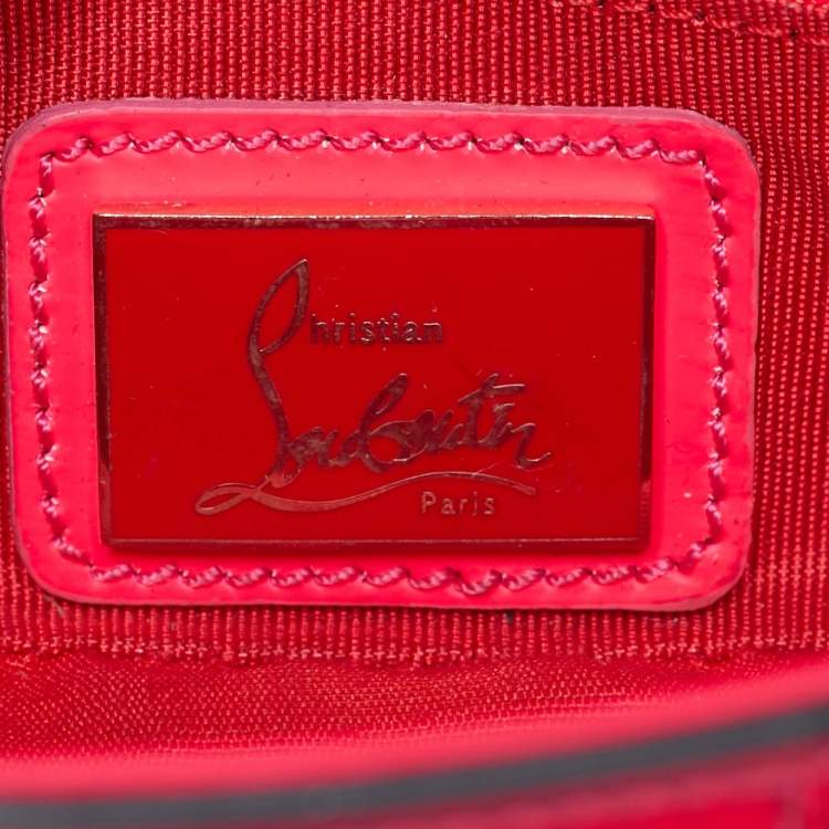 Pre Owned Christian Louboutin Neon Pink Leather Sweet Charity Crossbody Bag