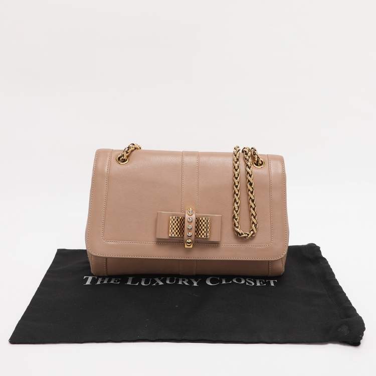 Pre Owned Christian Louboutin Beige Leather Sweet Charity Shoulder Bag