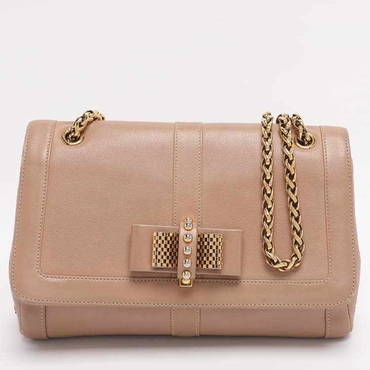 Pre Owned Christian Louboutin Beige Leather Sweet Charity Shoulder Bag