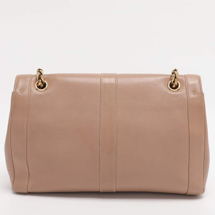 Pre Owned Christian Louboutin Beige Leather Sweet Charity Shoulder Bag