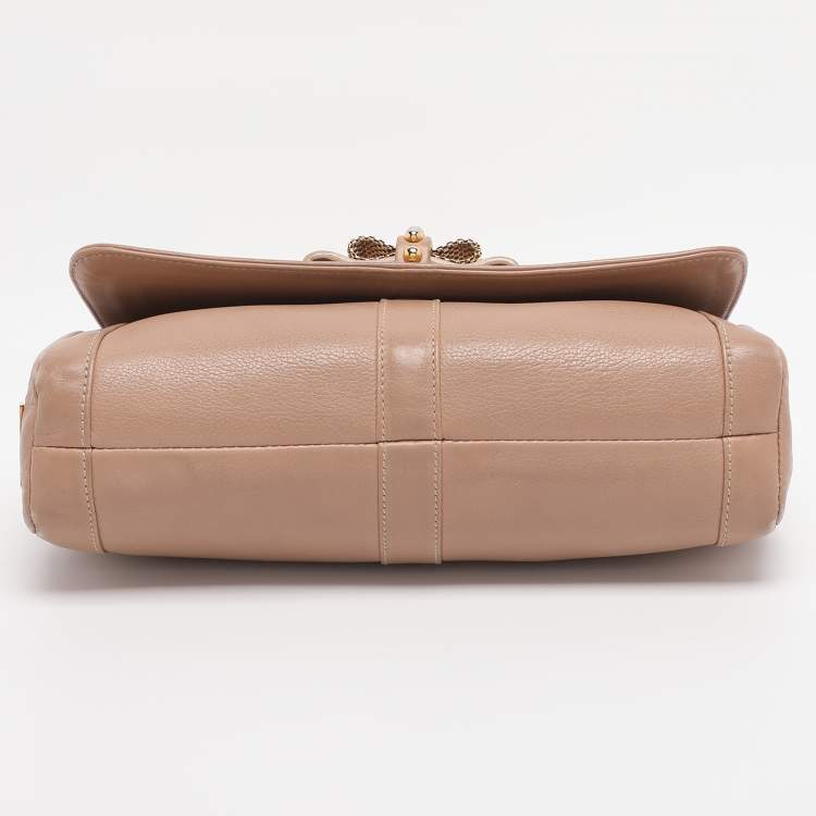 Pre Owned Christian Louboutin Beige Leather Sweet Charity Shoulder Bag