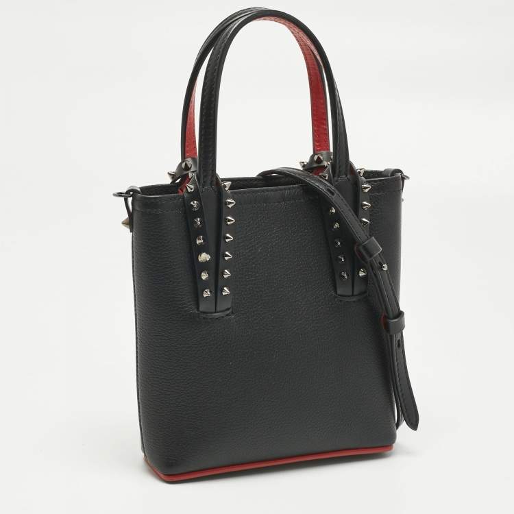 Pre Owned Christian Louboutin Black Leather Mini N/S Cabata Tote