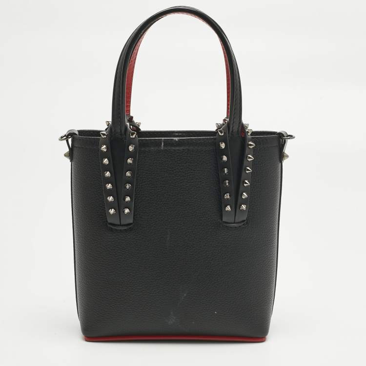 Pre Owned Christian Louboutin Black Leather Mini N/S Cabata Tote