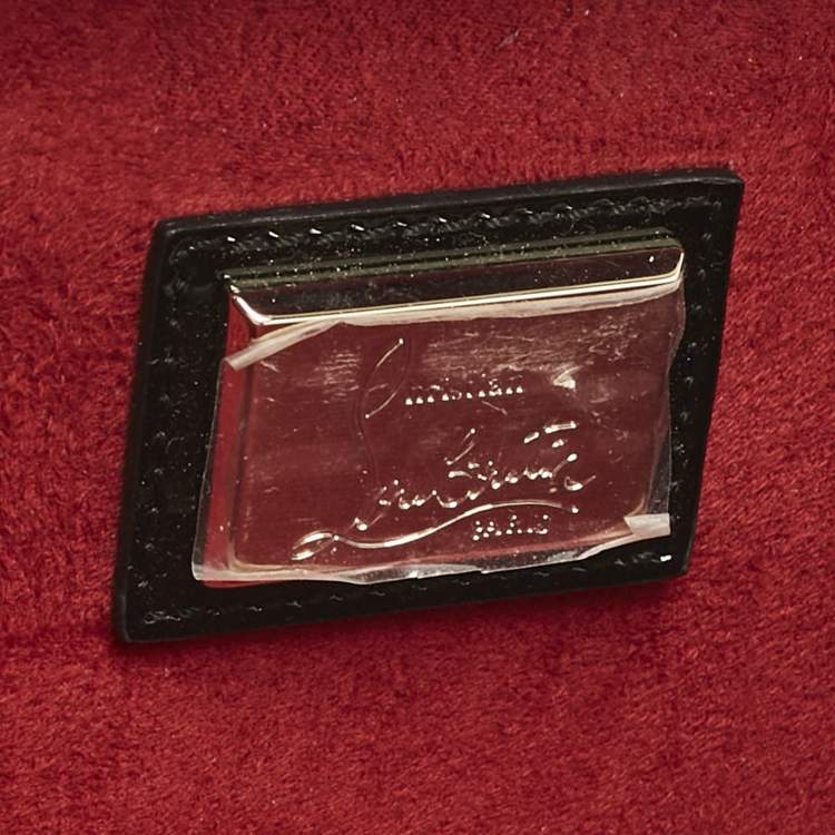 Pre Owned Christian Louboutin Brown Leopard Print Patent Leather Vanite Chain Clutch 