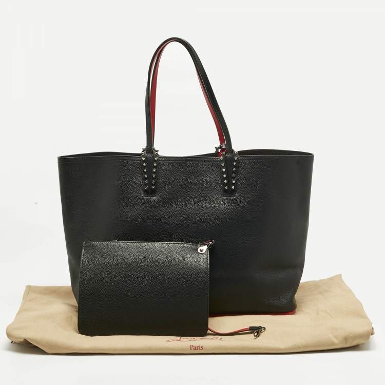 Pre Owned Christian Louboutin Black/Red Leather and Rubber Large Cabata Tote