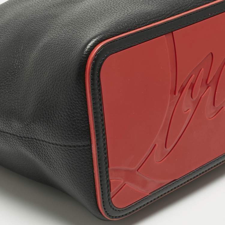 Pre Owned Christian Louboutin Black/Red Leather and Rubber Large Cabata Tote