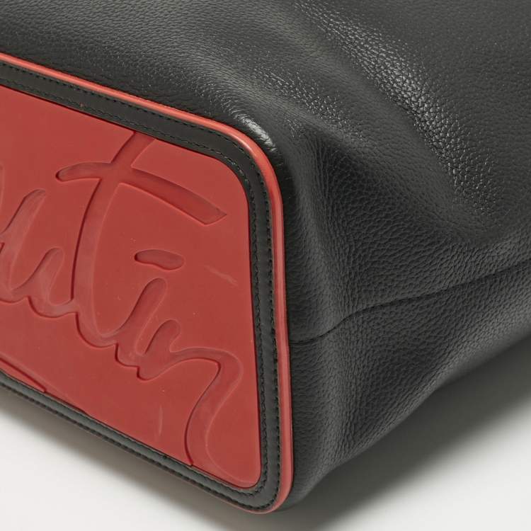 Pre Owned Christian Louboutin Black/Red Leather and Rubber Large Cabata Tote