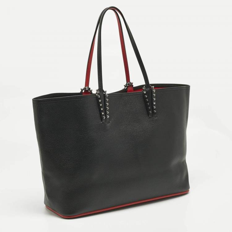 Pre Owned Christian Louboutin Black/Red Leather and Rubber Large Cabata Tote