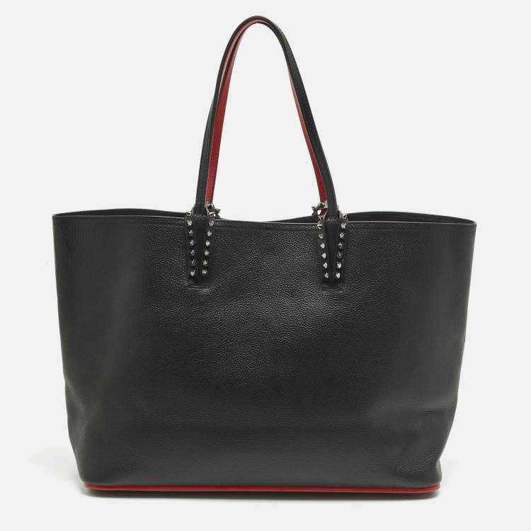 Pre Owned Christian Louboutin Black/Red Leather and Rubber Large Cabata Tote