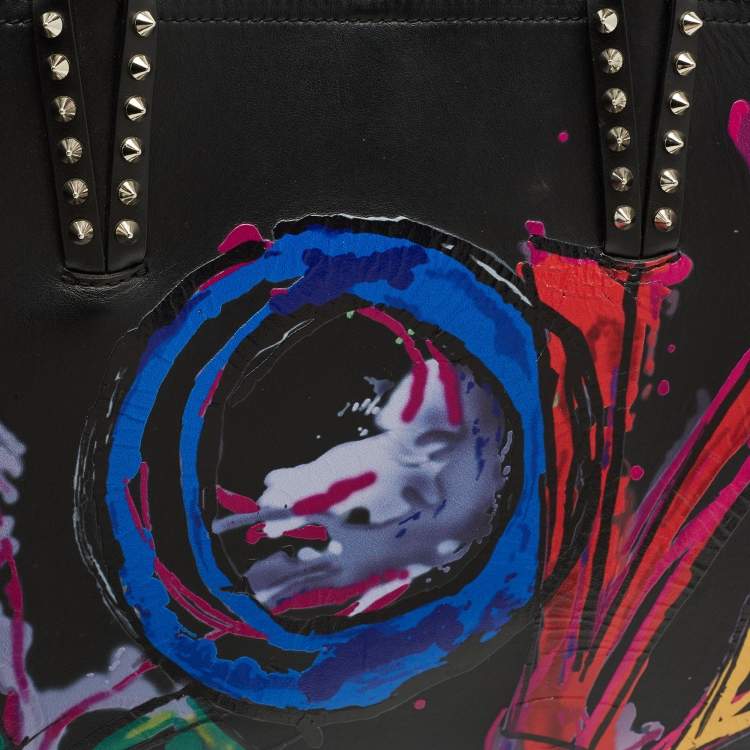 Pre Owned Christian Louboutin Black Leather Large Love Cabata Tote