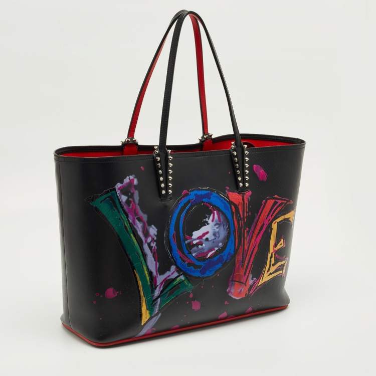 Pre Owned Christian Louboutin Black Leather Large Love Cabata Tote