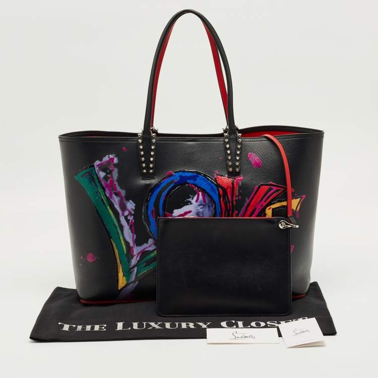 Pre Owned Christian Louboutin Black Leather Large Love Cabata Tote