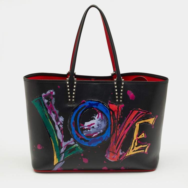 Pre Owned Christian Louboutin Black Leather Large Love Cabata Tote