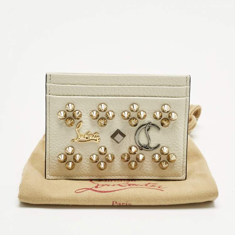 Pre Owned Christian Louboutin White Leather Kios Card Holder