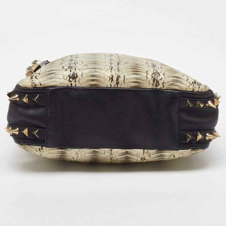 Pre Owned Christian Louboutin Tricolor Python and Leather Medium Roxanne Shoulder Bag