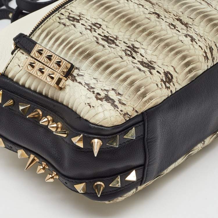 Pre Owned Christian Louboutin Tricolor Python and Leather Medium Roxanne Shoulder Bag