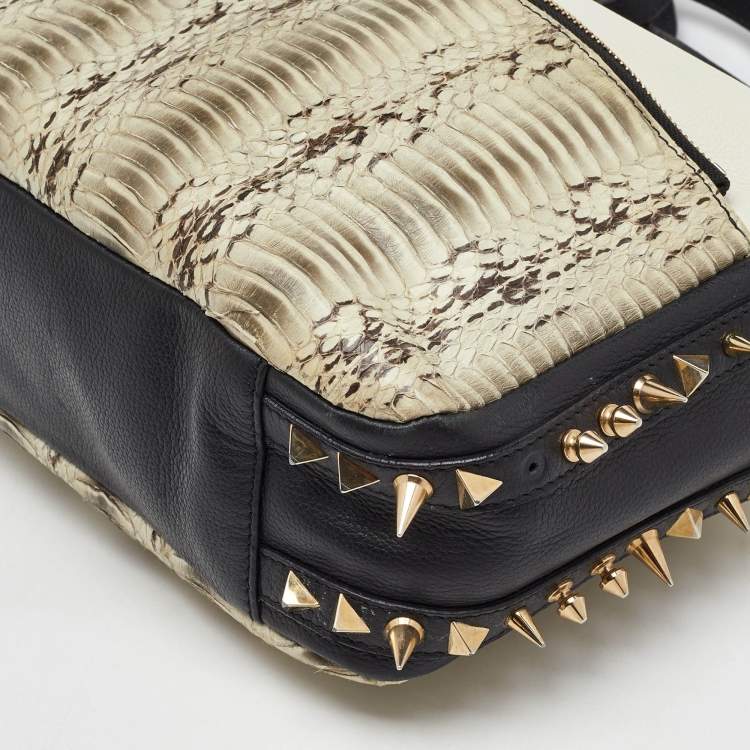 Pre Owned Christian Louboutin Tricolor Python and Leather Medium Roxanne Shoulder Bag