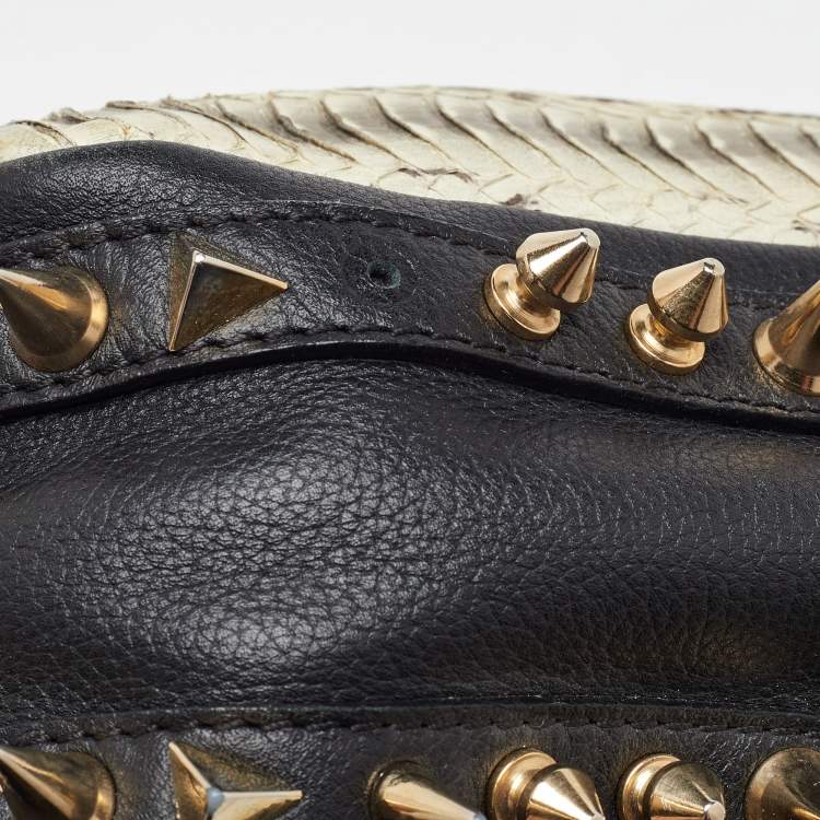 Pre Owned Christian Louboutin Tricolor Python and Leather Medium Roxanne Shoulder Bag