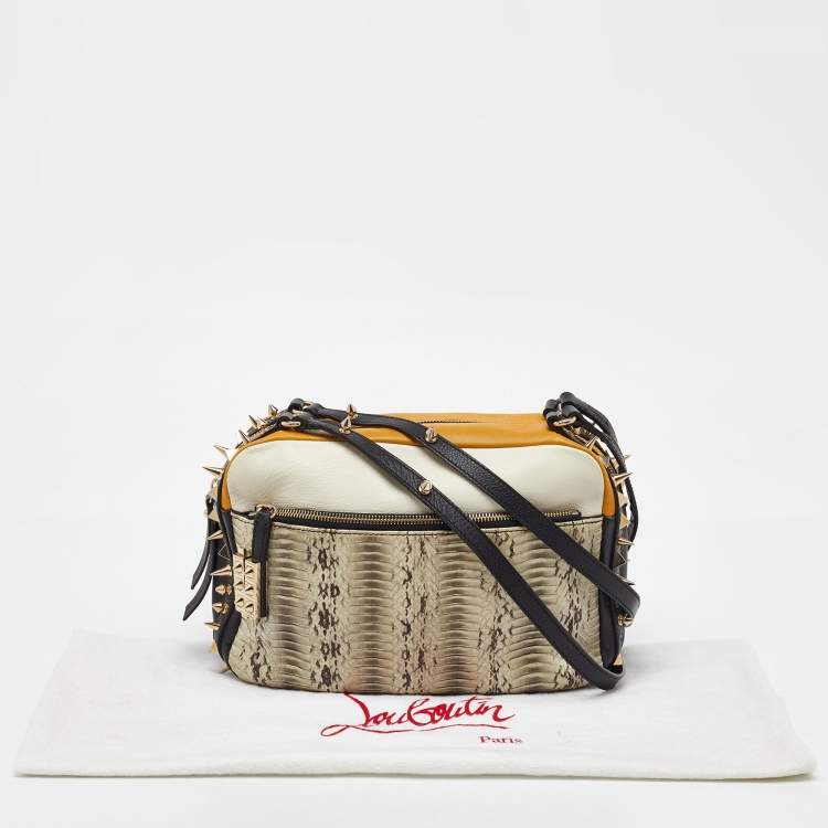 Pre Owned Christian Louboutin Tricolor Python and Leather Medium Roxanne Shoulder Bag
