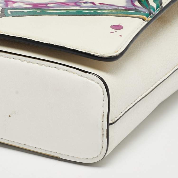 مملوكة مسبقًا Christian Louboutin White Leather Rubylou Love Flap Shoulder Bag