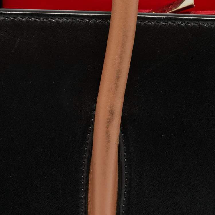 Pre Owned Christian Louboutin Paloma Medium Black/Beige Leopard Print Patent and Leather Tote