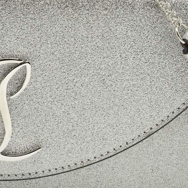 Pre Owned Christian Louboutin Loubi54 Silver Glitter Leather Clutch Bag