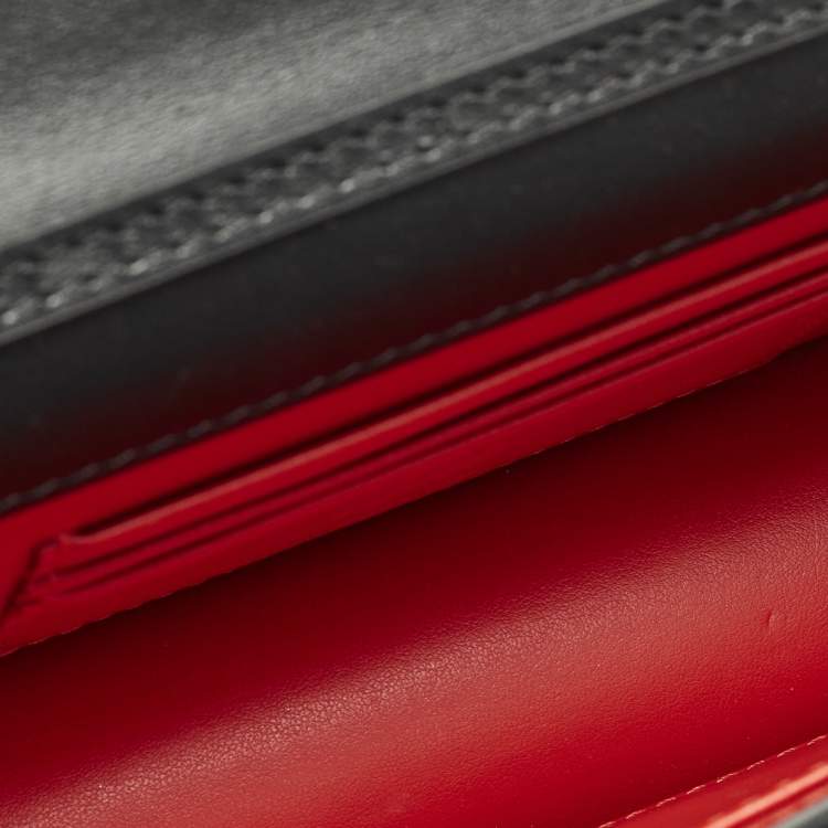 Pre Owned Christian Louboutin Loubi54 Silver Glitter Leather Clutch Bag