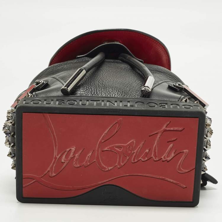 Pre Owned Christian Louboutin Spike Explorafunk Small Black Leather Backpack