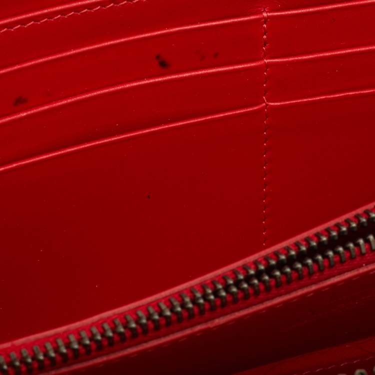 Pre Owned Christian Louboutin Panettone Dark Grey Leather Studded Zip Around Wallet