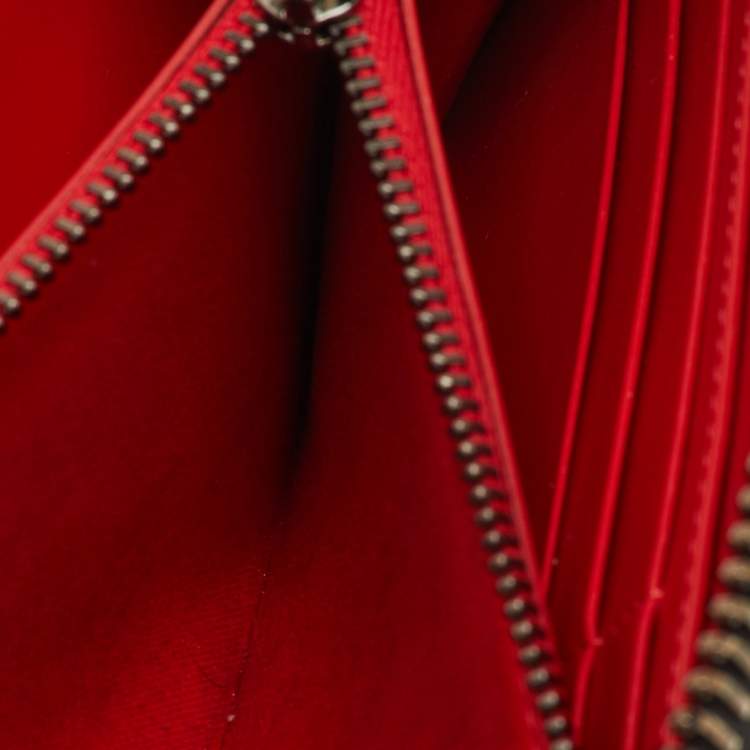 Pre Owned Christian Louboutin Panettone Dark Grey Leather Studded Zip Around Wallet