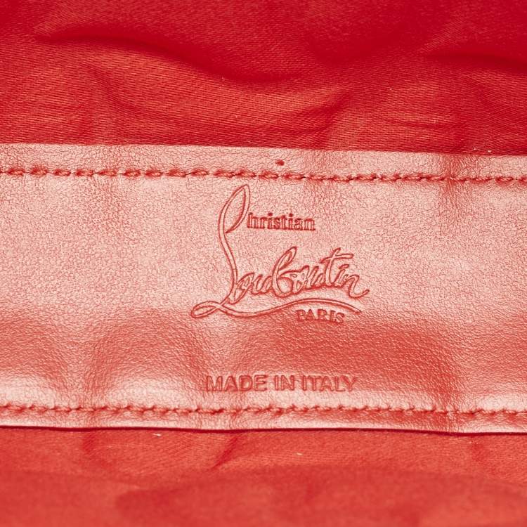 Pre Owned Christian Louboutin Loubila Black Signature Embossed Leather Shoulder Bag