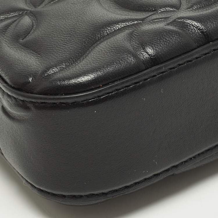 Pre Owned Christian Louboutin Loubila Black Signature Embossed Leather Shoulder Bag