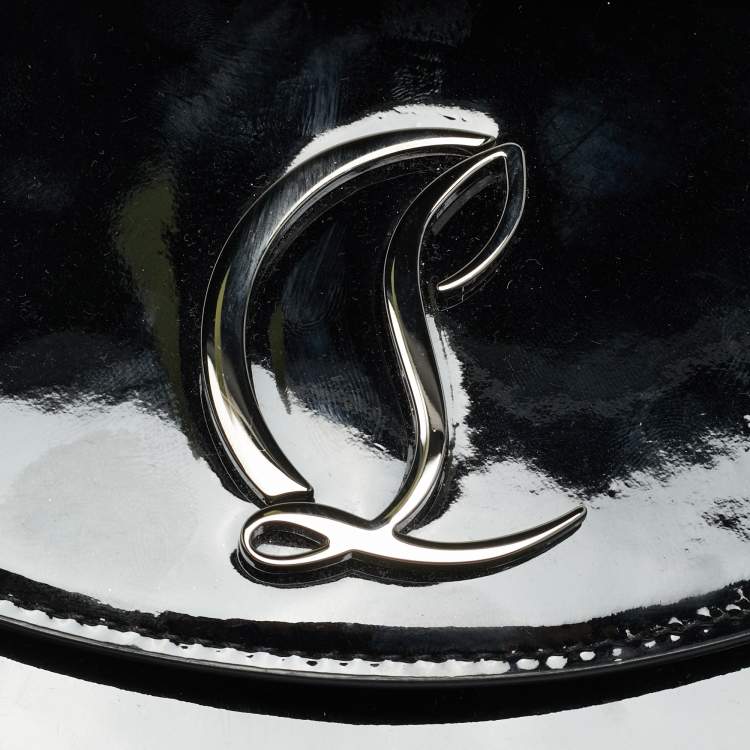 Pre Owned Christian Louboutin Loubi54 Black Patent Leather Wallet On Chain