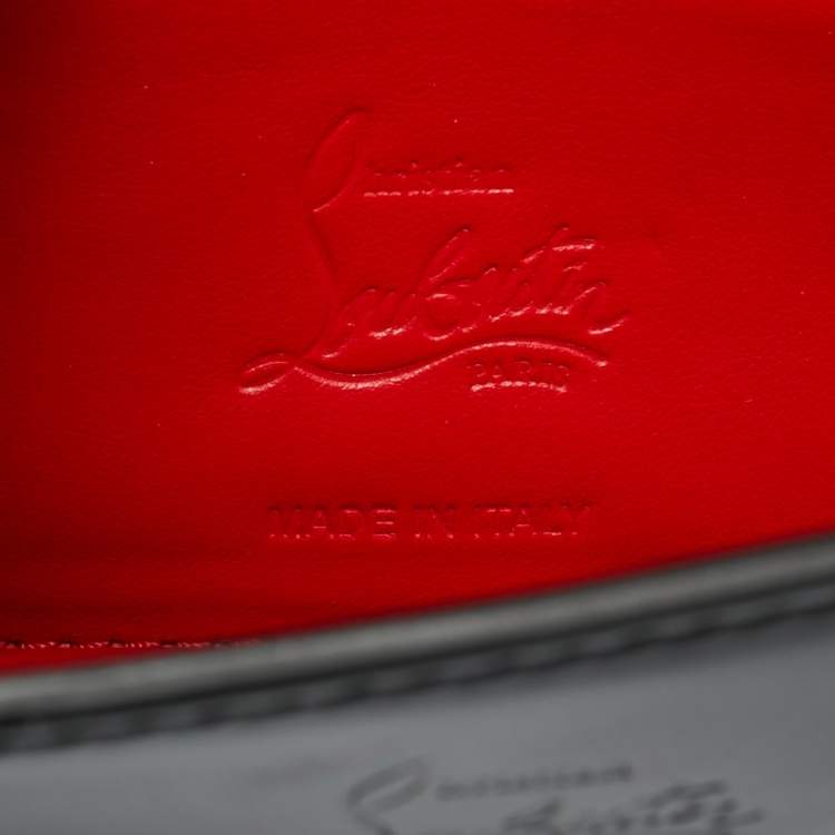 Pre Owned Christian Louboutin Loubi54 Black Patent Leather Wallet On Chain