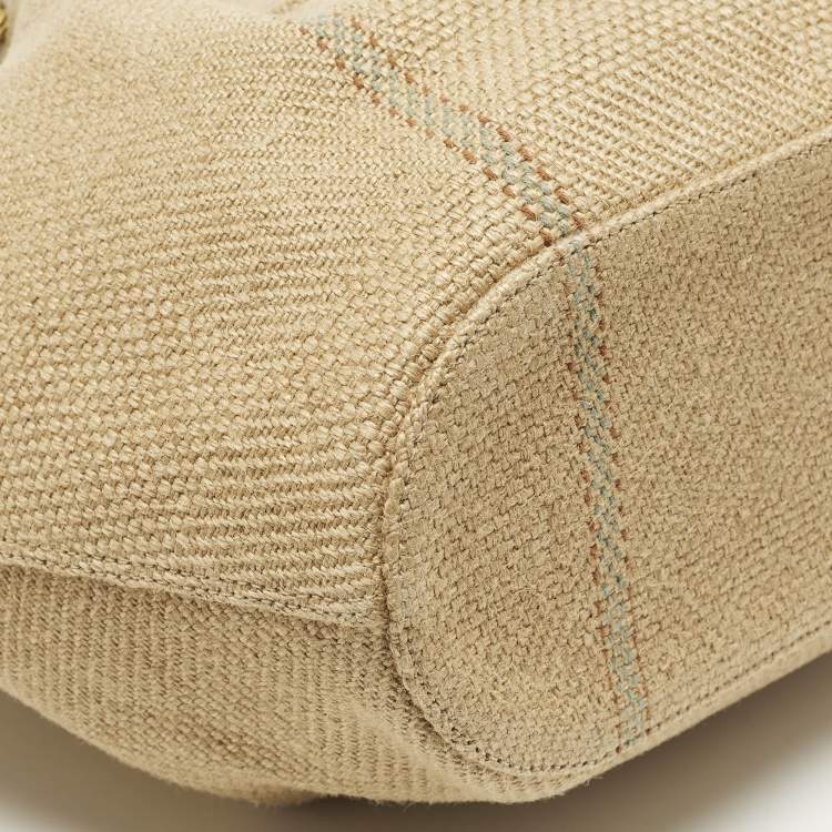 Pre Owned Christian Louboutin By My Side Beige Jute Tote