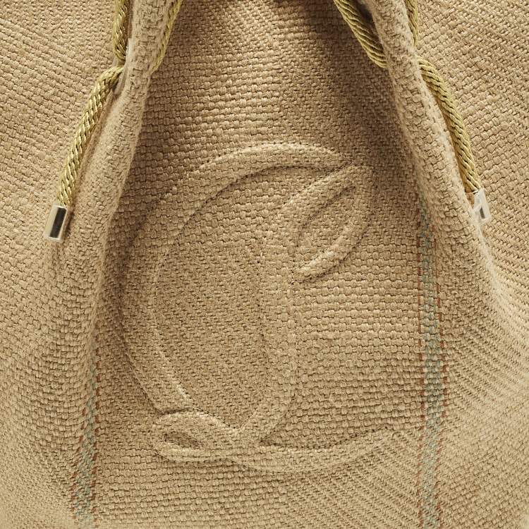 Pre Owned Christian Louboutin By My Side Beige Jute Tote