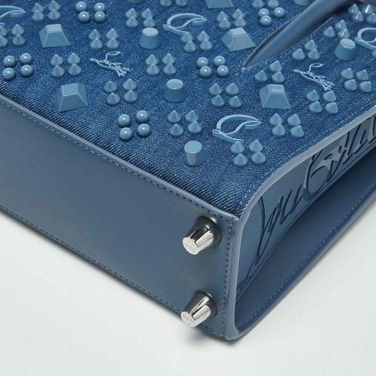 Pre Owned Christian Louboutin Paloma Spike Blue Denim and Leather Tote