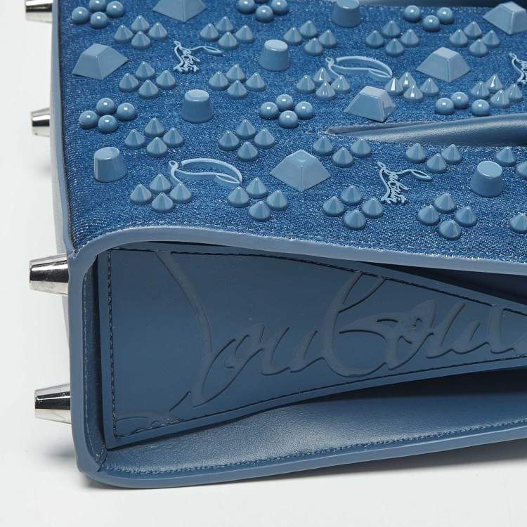 Pre Owned Christian Louboutin Paloma Spike Blue Denim and Leather Tote
