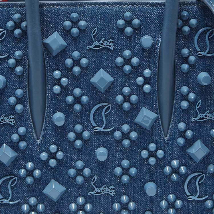 Pre Owned Christian Louboutin Paloma Spike Blue Denim and Leather Tote