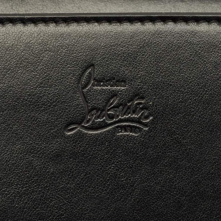 Pre Owned Christian Louboutin Paloma Spike Black Leopard Print Patent and Leather Shoulder Bag