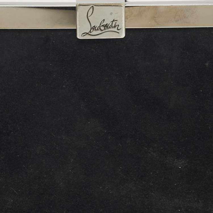 Pre Owned Christian Louboutin Palmette Black Suede Chain Clutch