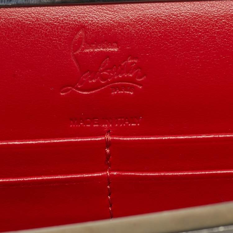 Pre Owned Christian Louboutin Palmette Black Suede Chain Clutch