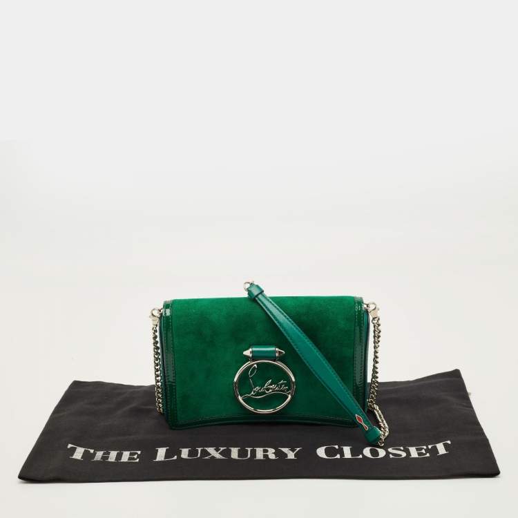 مملوكة مسبقًا Christian Louboutin Rubylou Green Leather and Suede Clutch Bag