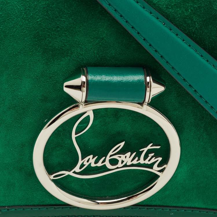 مملوكة مسبقًا Christian Louboutin Rubylou Green Leather and Suede Clutch Bag