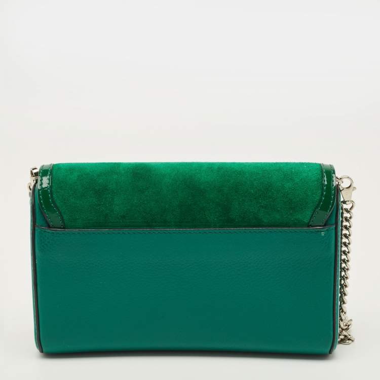 مملوكة مسبقًا Christian Louboutin Rubylou Green Leather and Suede Clutch Bag