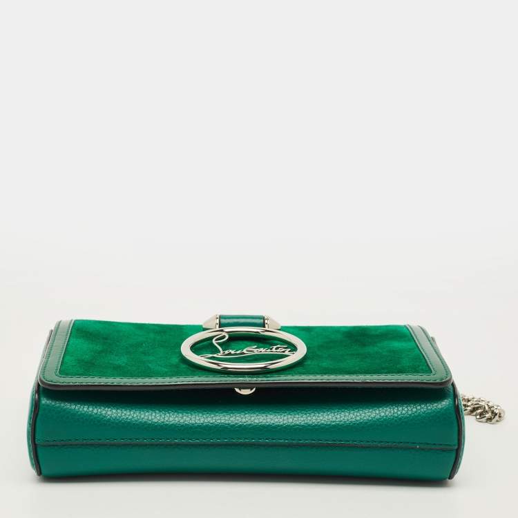 مملوكة مسبقًا Christian Louboutin Rubylou Green Leather and Suede Clutch Bag