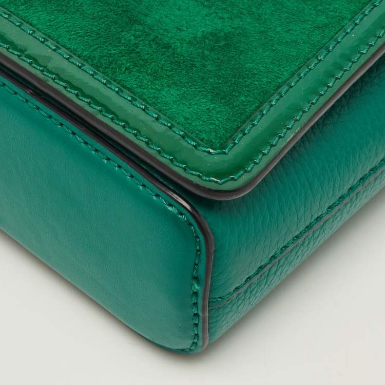 مملوكة مسبقًا Christian Louboutin Rubylou Green Leather and Suede Clutch Bag